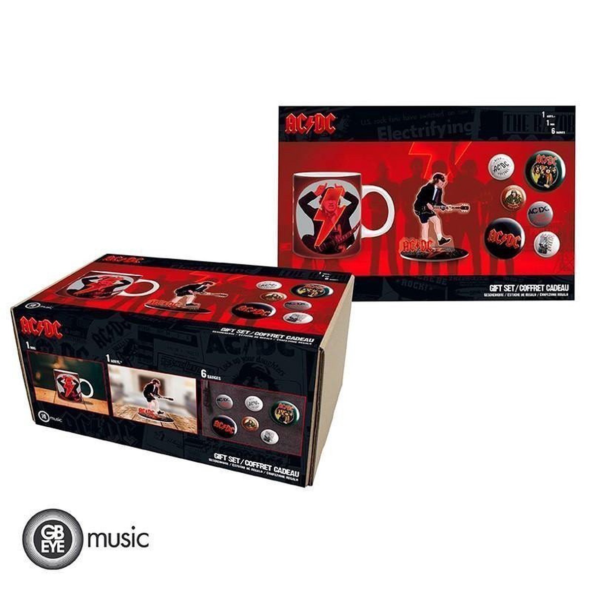 AC/DC Drkov set (Hrnek, Figurka, Set odznk)