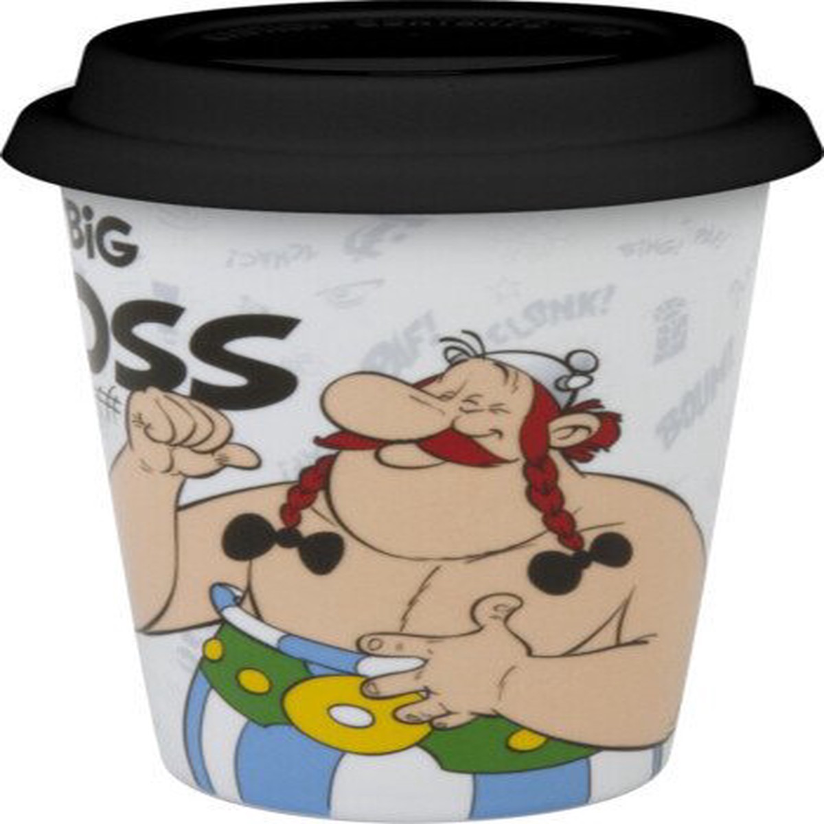 Asterix a Obelix Hrnek porcelnov cestovn s vkem 420 ml - Obelix Big Boss