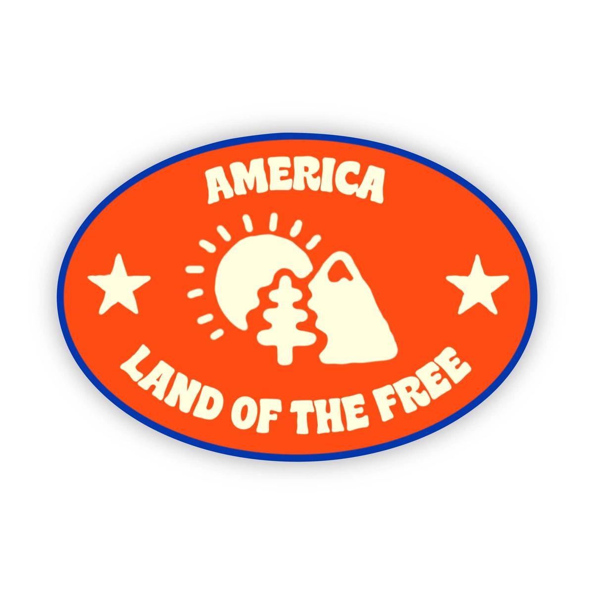 "America Land of The Free" USA Oval Badge Sticker