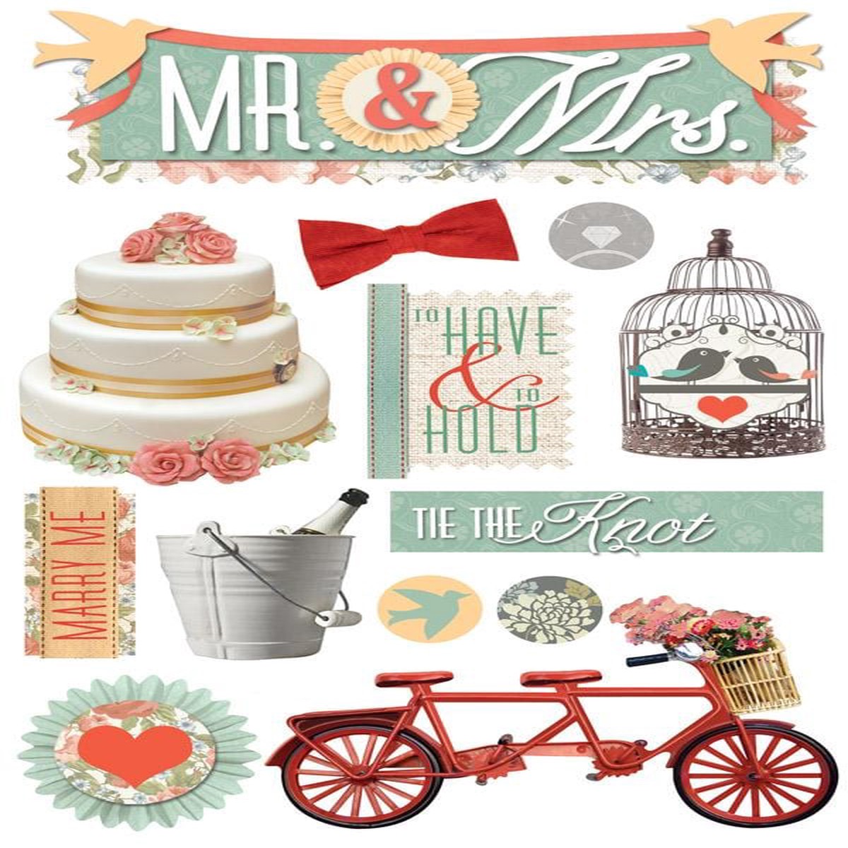 Scrapbook Stickers - 3D Mr and Mrs