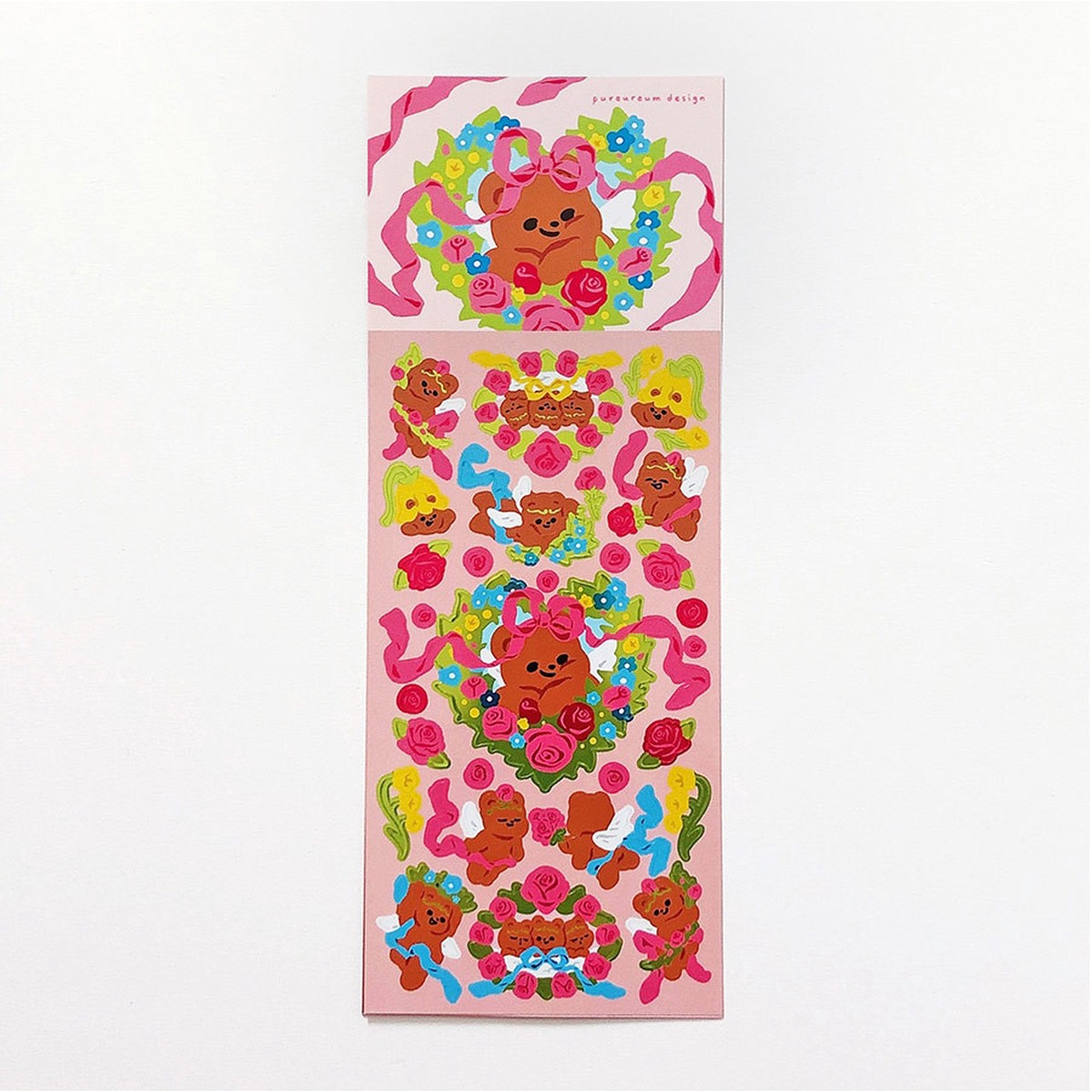 Flower Cupid Bear Glossy Sticker