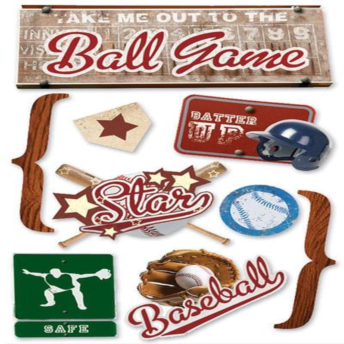 Scrapbook Stickers - 3D Baseball
