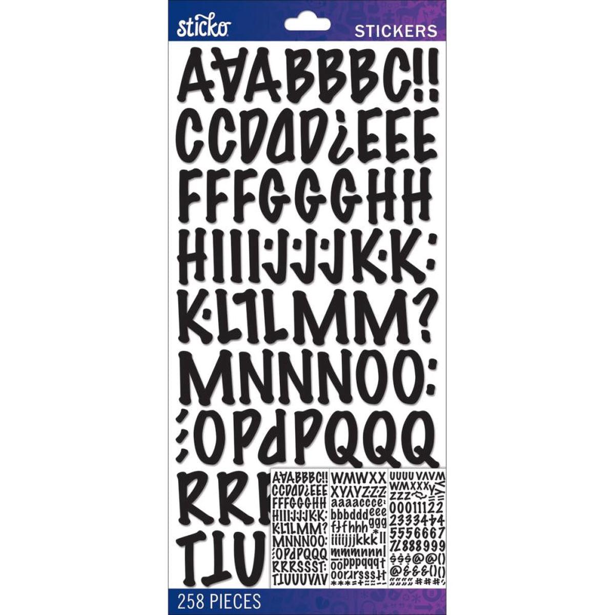 Sticko BLACK MARKER MEDIUM ALPHABETS Stickers 258pc.
