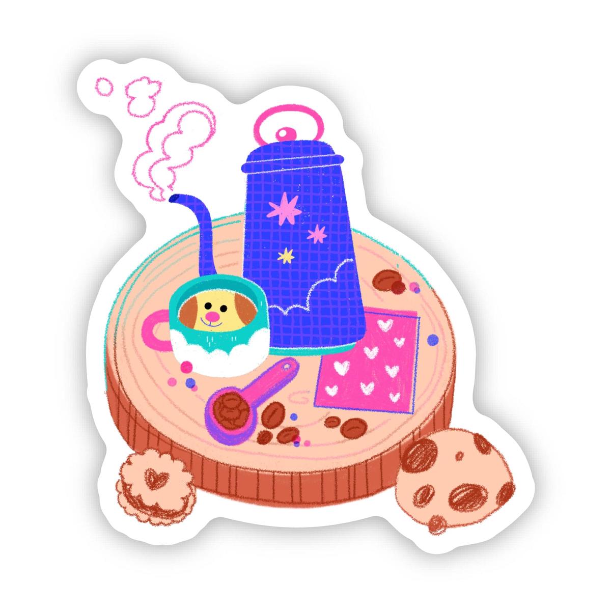 Cute Coffee Brewing Time Sticker