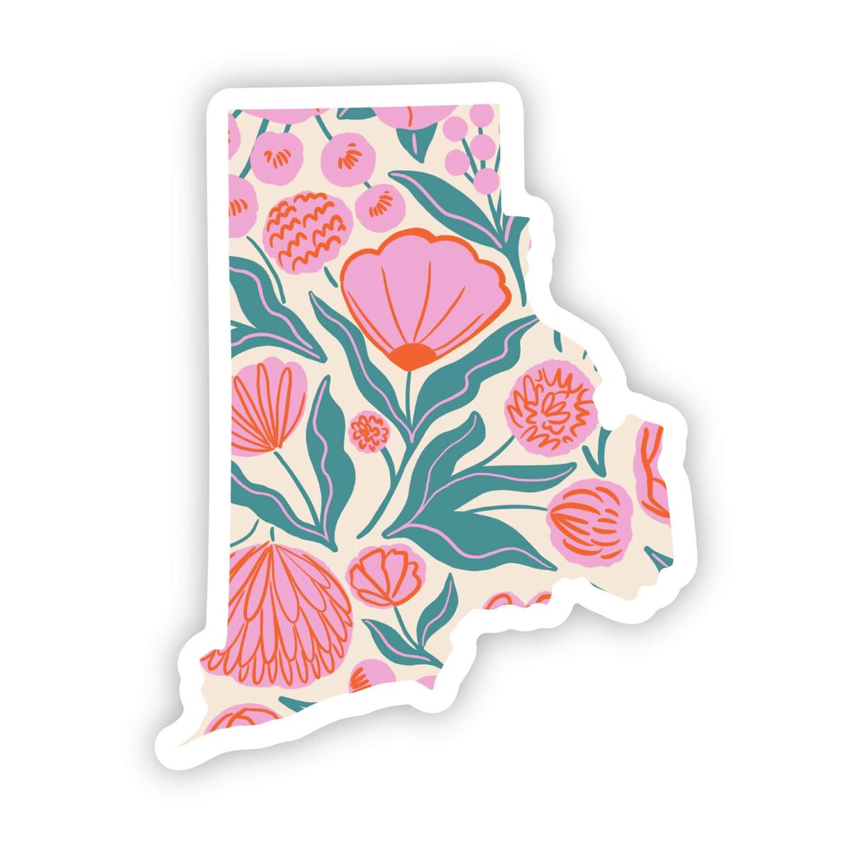 Rhode Island Sticker - Elegant Floral