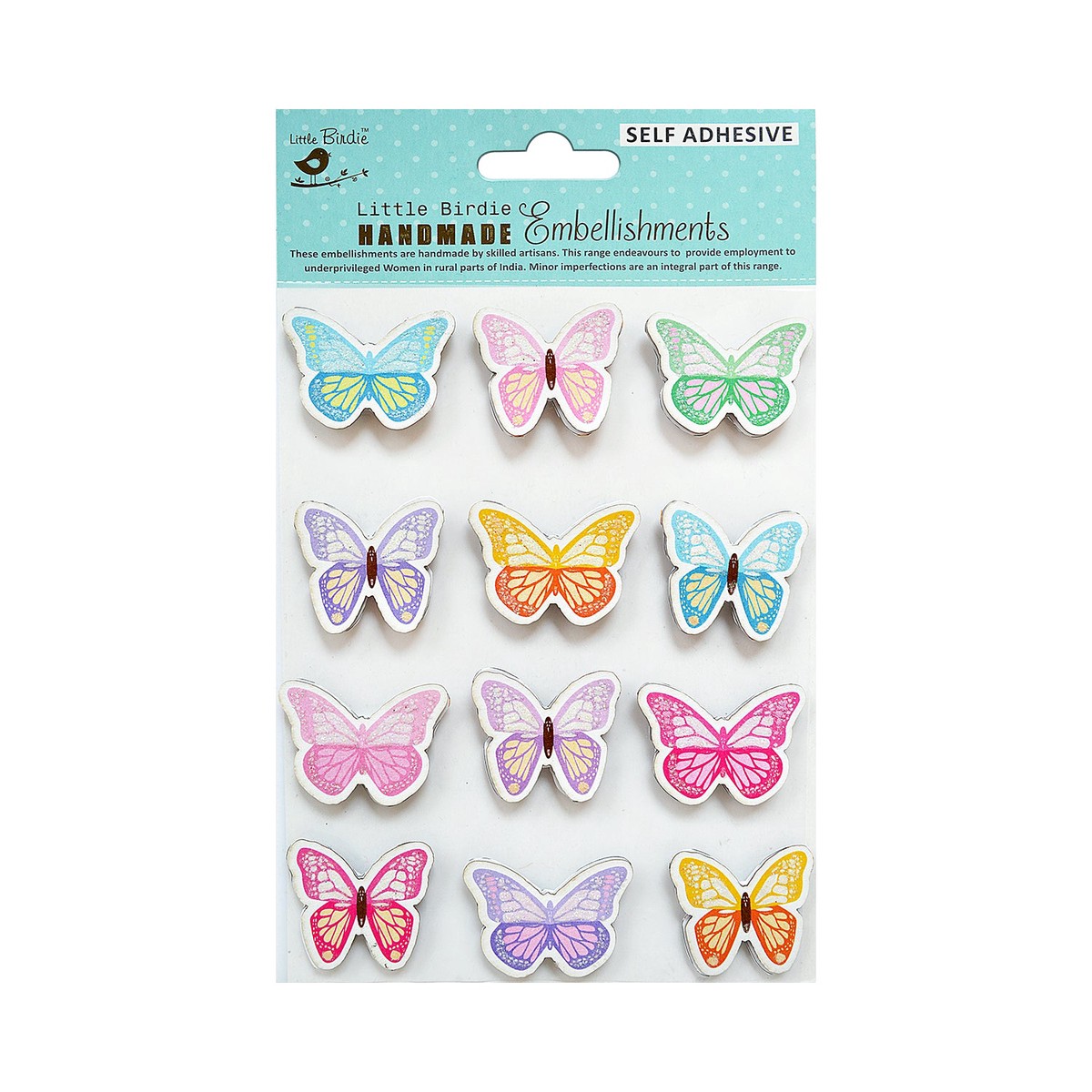Self Adhesive Sparkle Flutter 3D Stickers 12pc