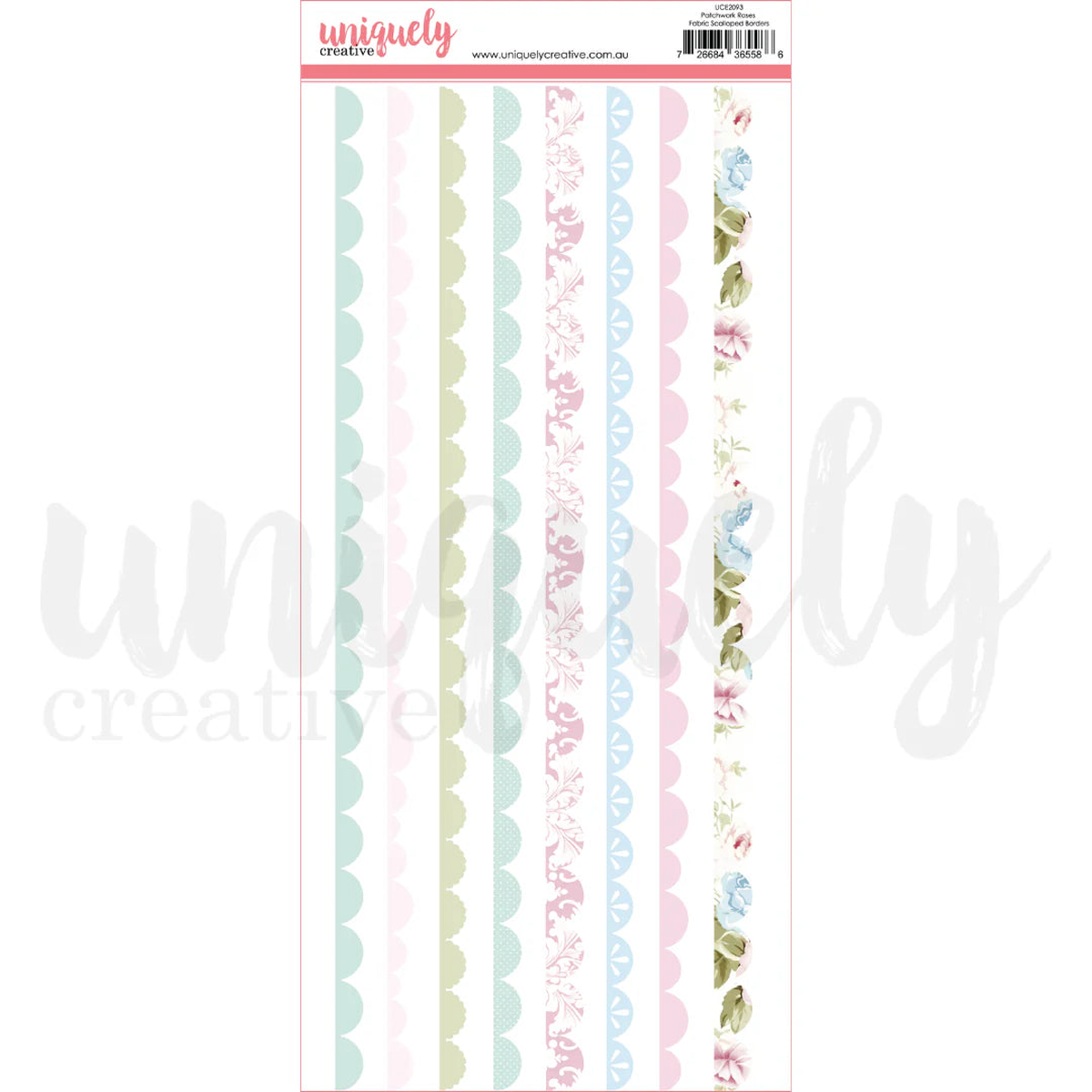 Uniquely Creative PATCHWORK ROSES FABRIC SCALLOPED BORDERS