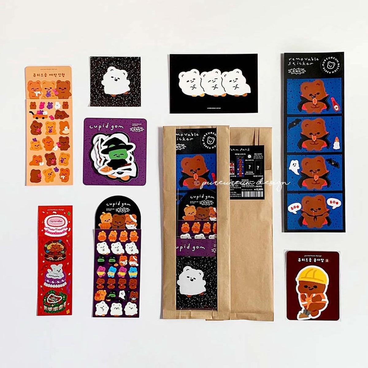 Cupid Bear Halloween Sticker Pack
