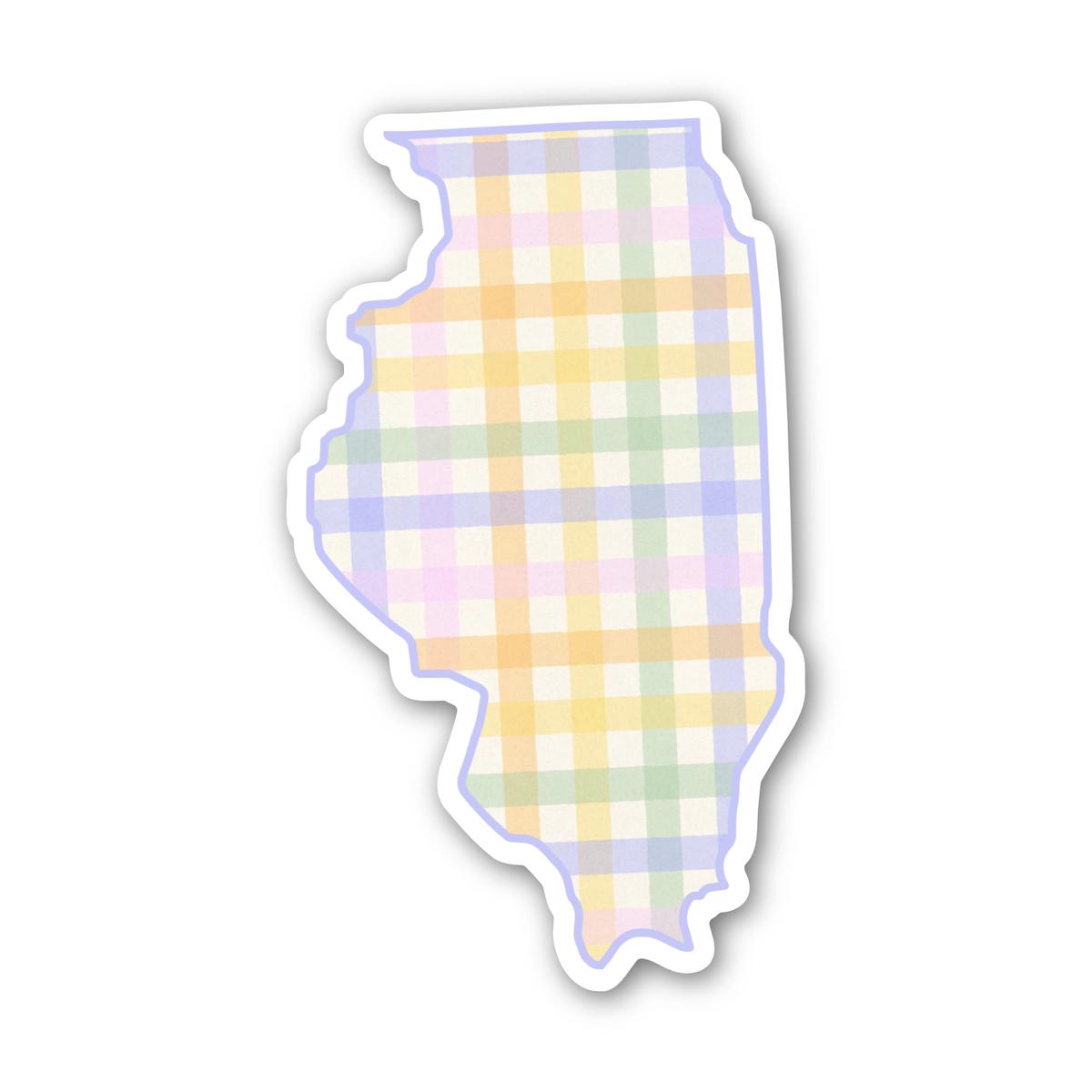 Illinois Pastel Gingham Pattern Sticker