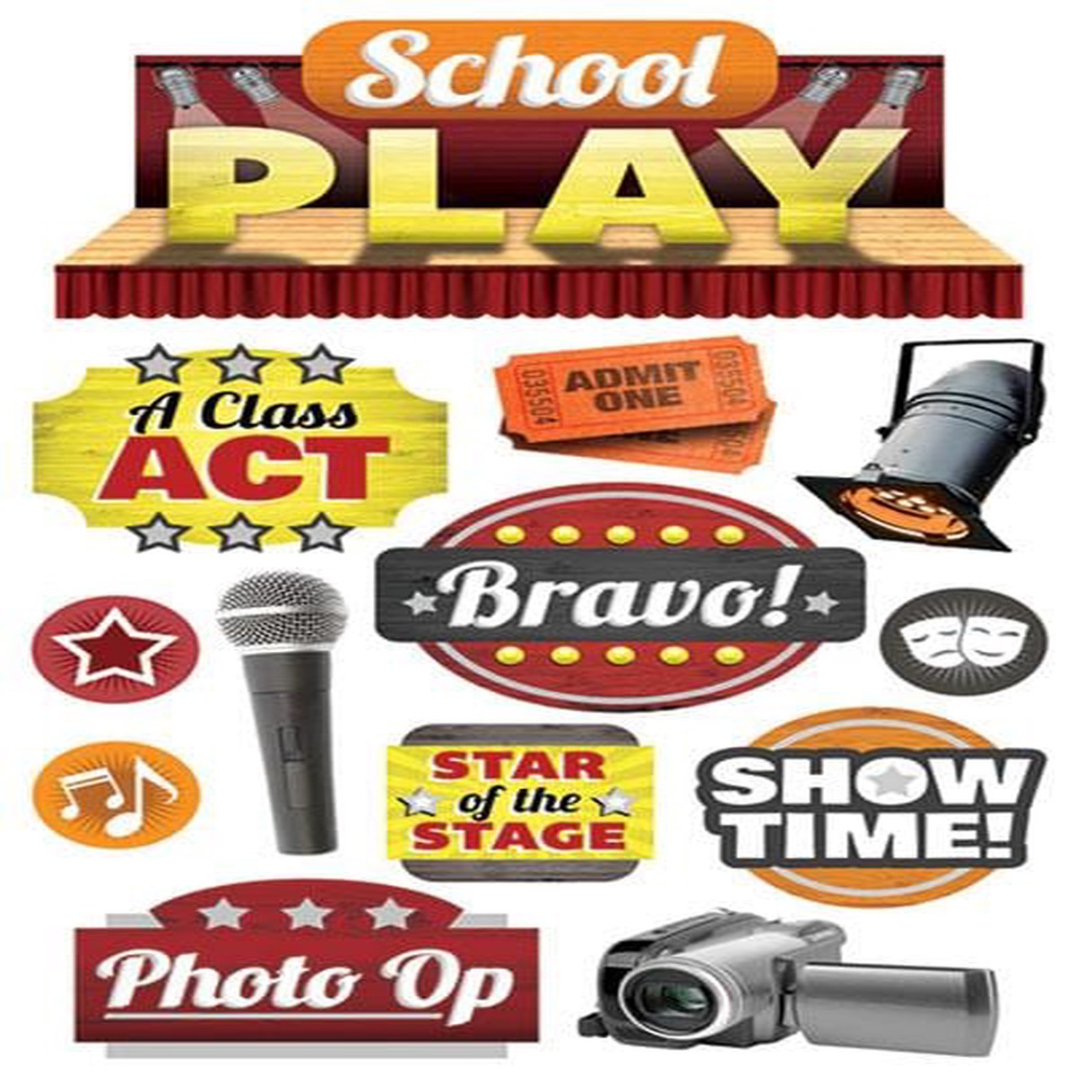 Scrapbook Stickers - 3D School Play