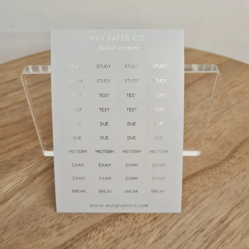 STUDY | Sticker Set (Grey with Silver Foil)
