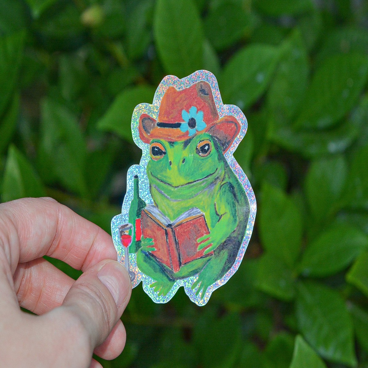 Reading Frog Sticker