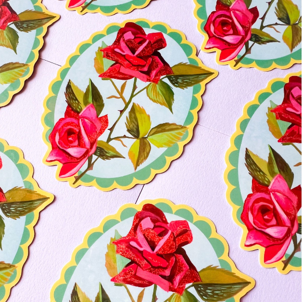 Rose Glitter Sticker