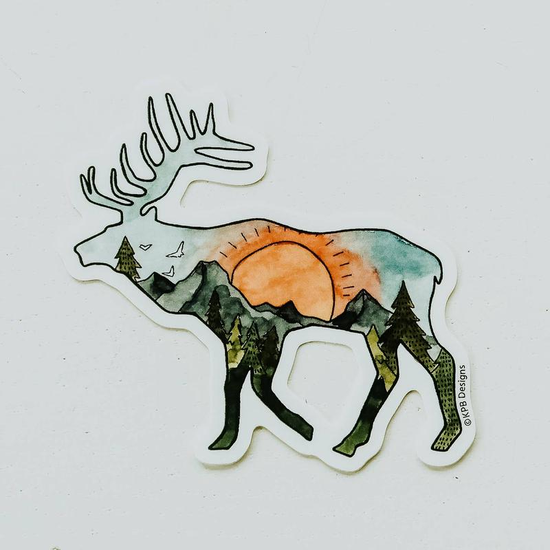 Elk Sunset Sticker