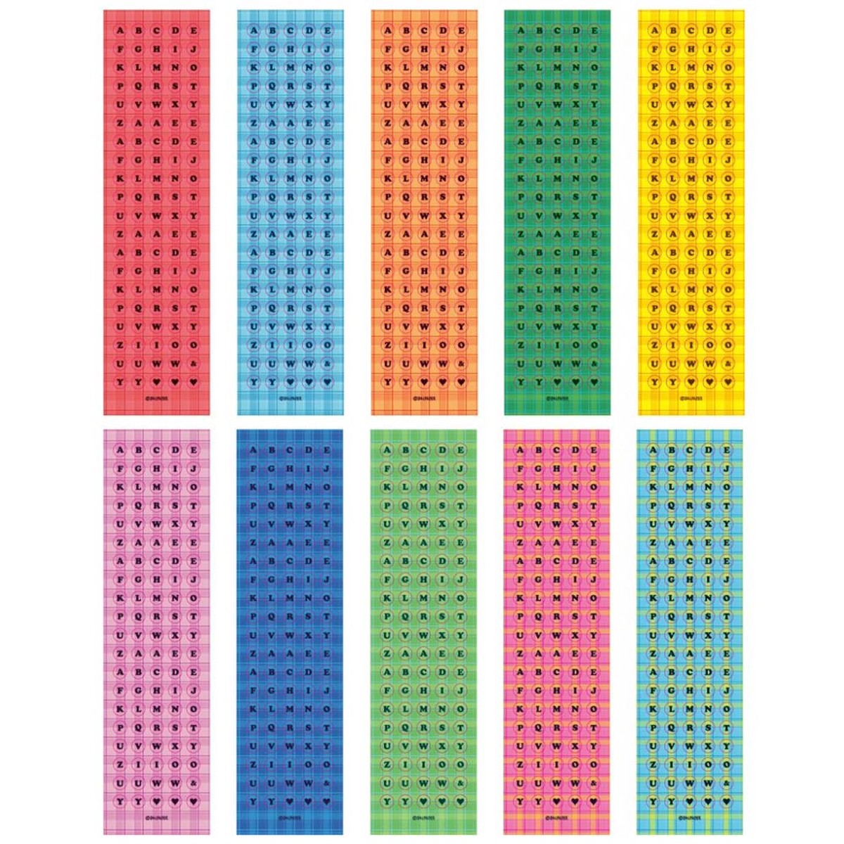Long Circle Check Alphabet Sticker Pack