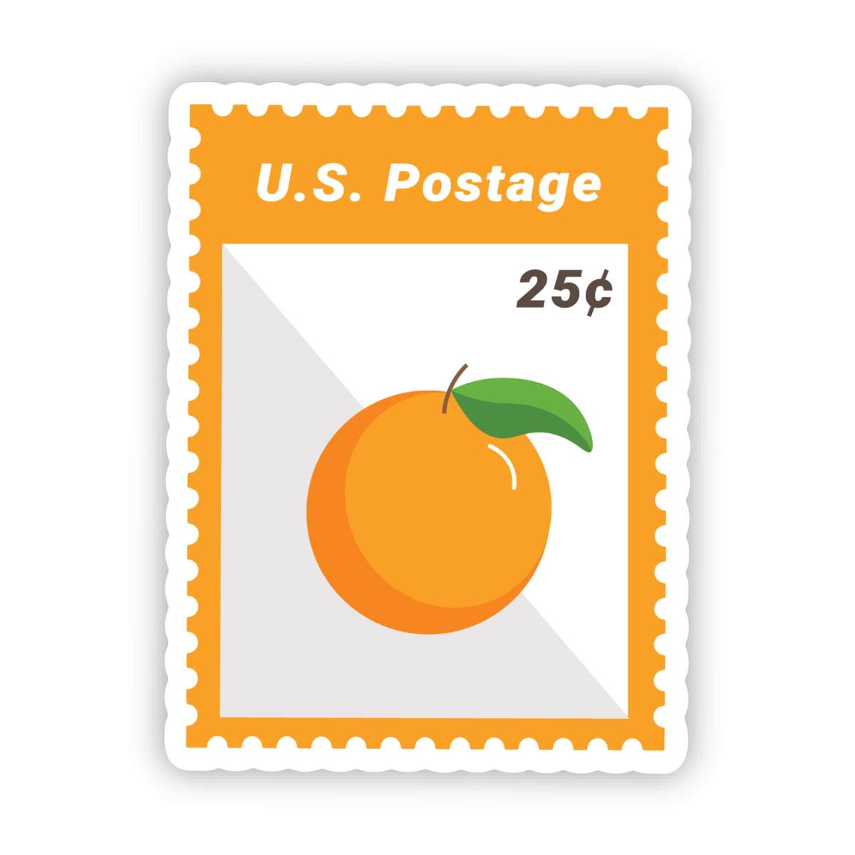 Orange US Postage Stamp Sticker