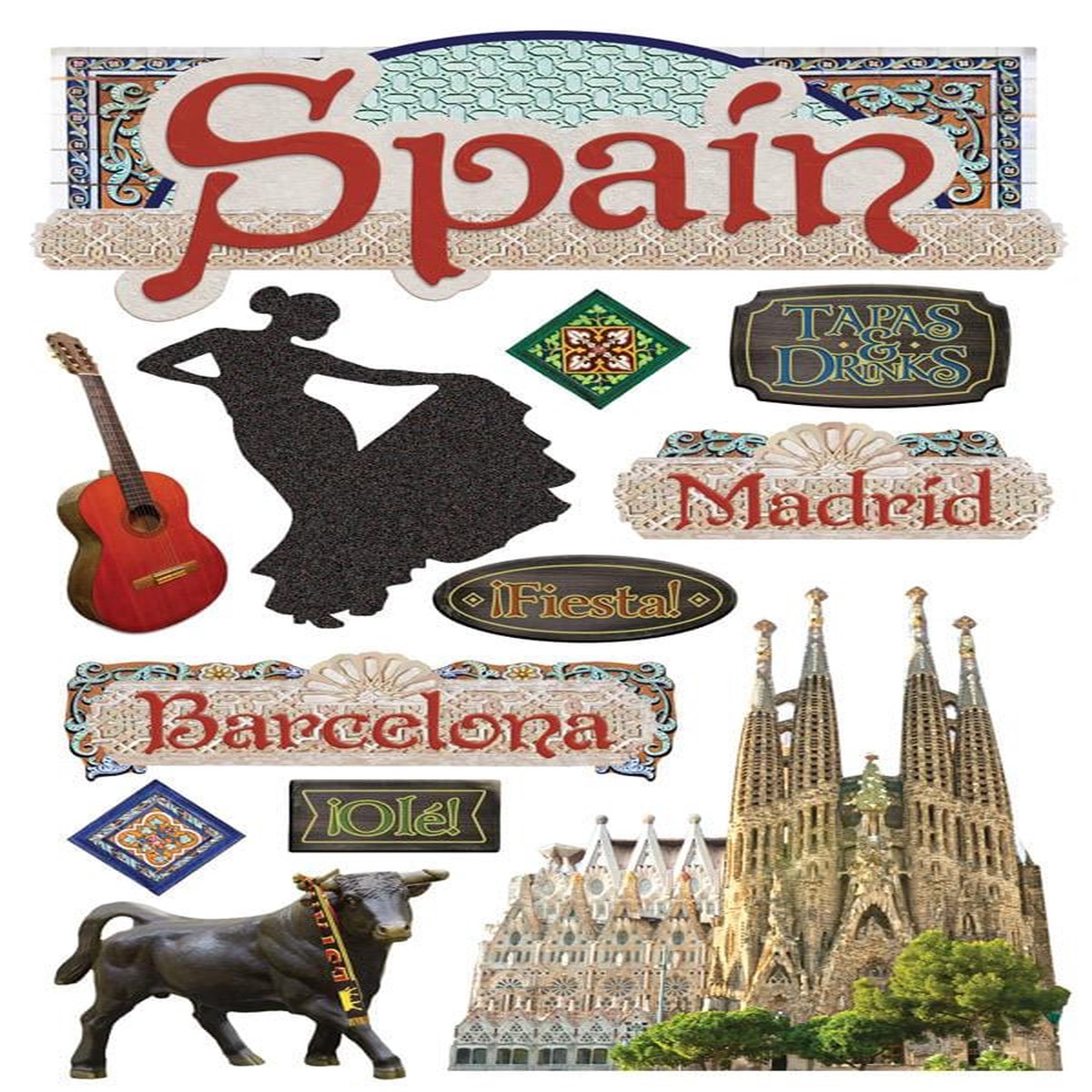 Scrapbook Stickers - 3D Spain