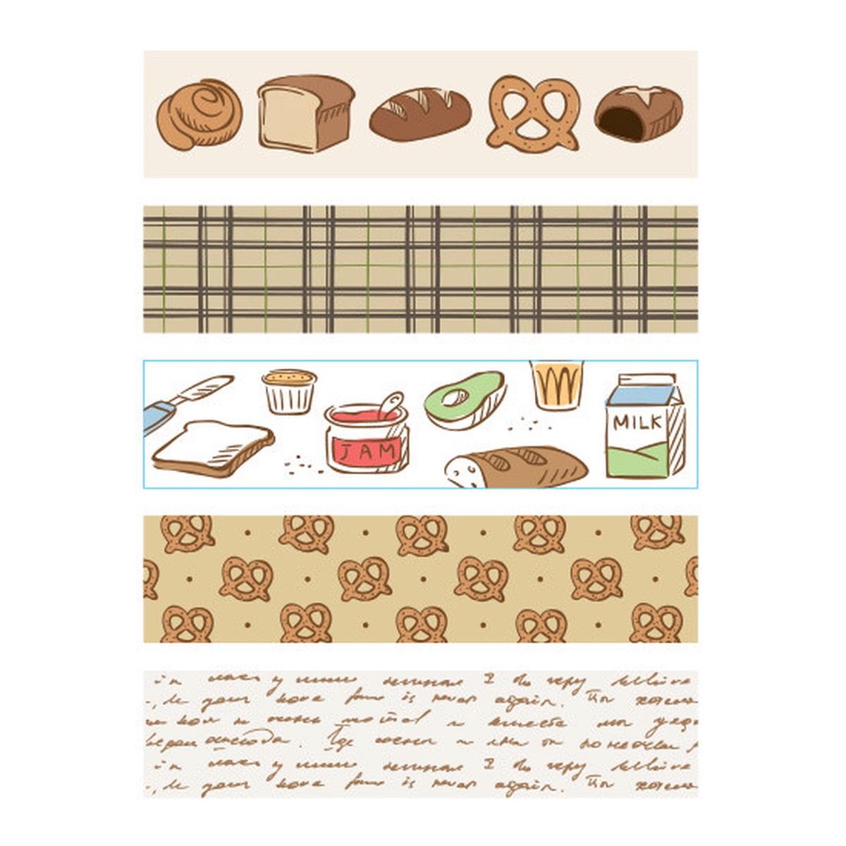 Bread masking seal paper deco sticker 4 sheets set