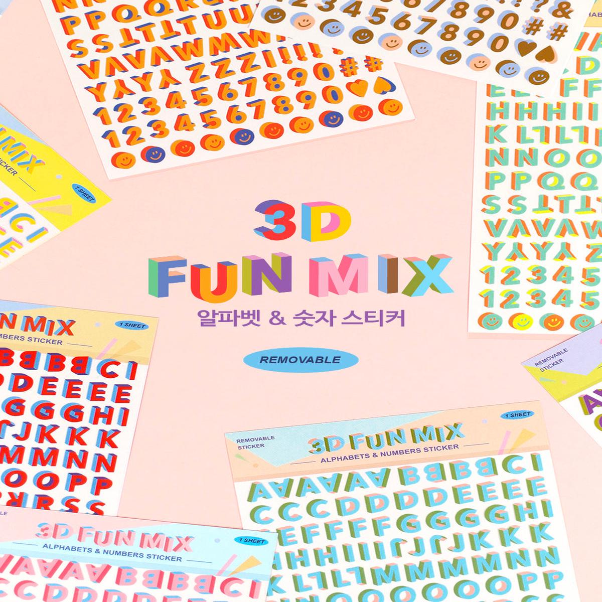Paperian 3D Fun Mix Alphabets & Numbers Stickers