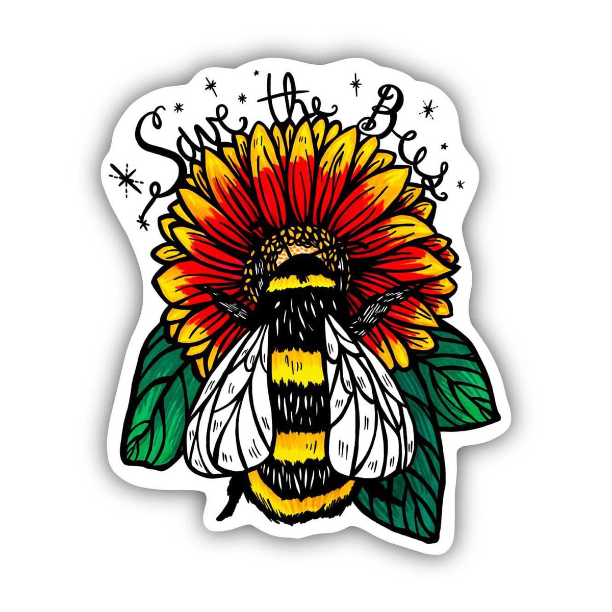 Save The Bees Sunflower & Bee Sticker