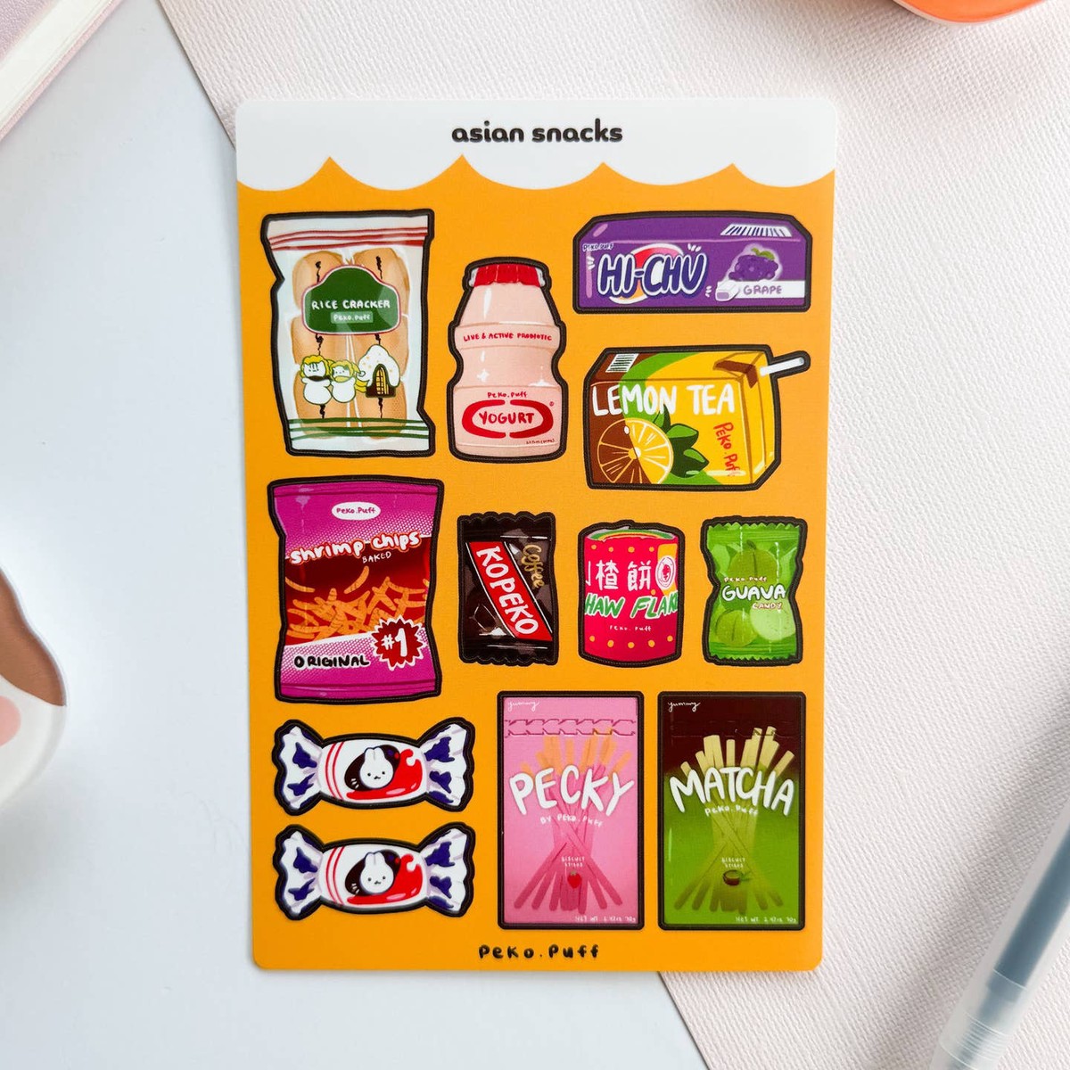 Asian Snacks Matte Sticker Sheet