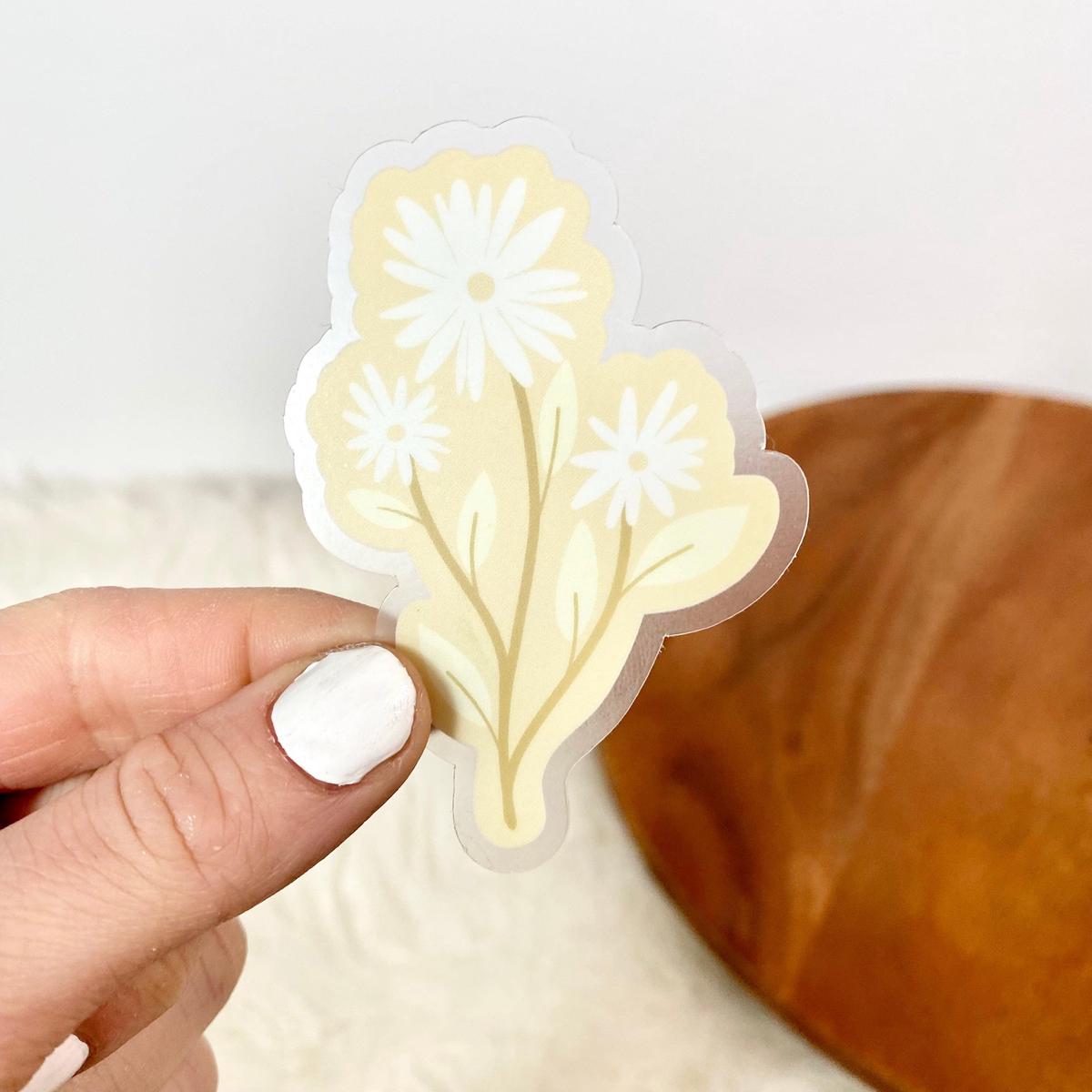 Yellow Daisy Clear Sticker