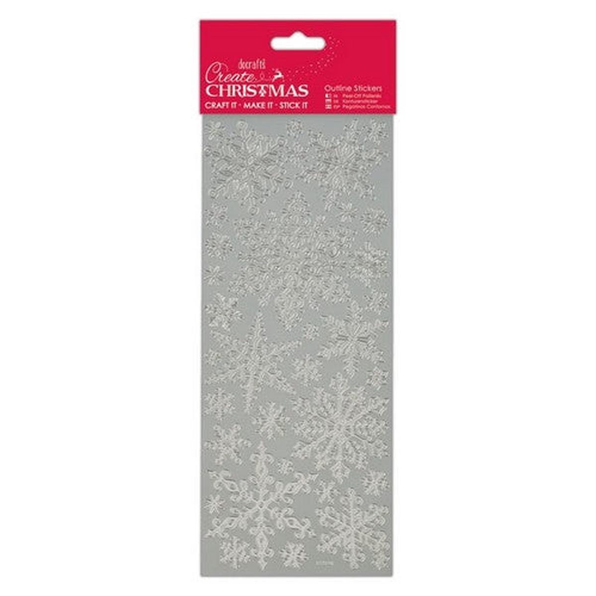 Peel Off Sticker Sheet Silver Snowflakes
