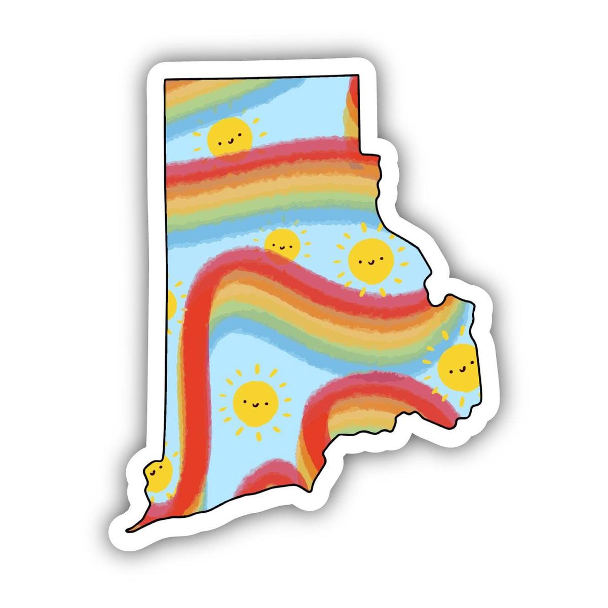 Rhode Island Rainbow Fun Sticker