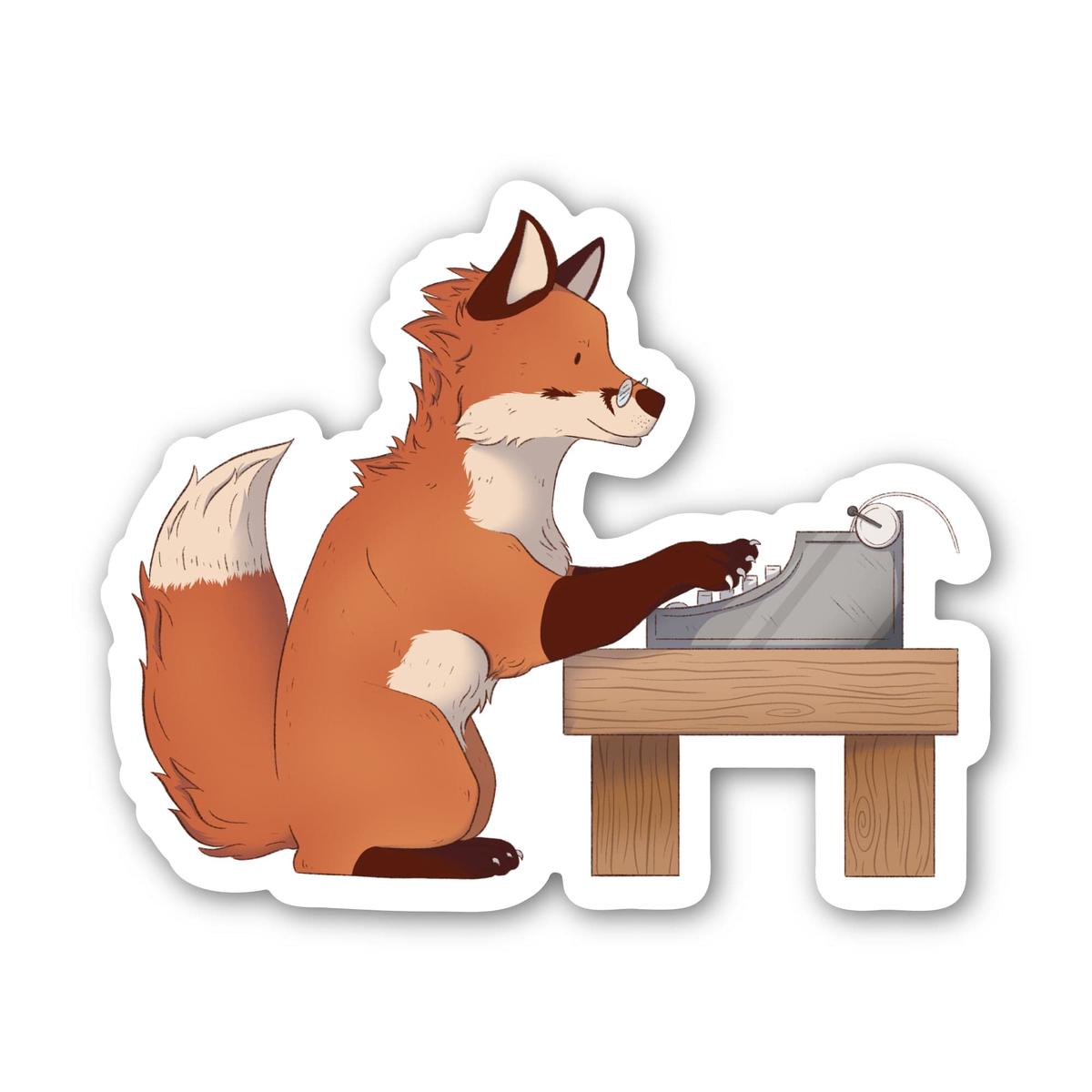 Fox Typewriter Sticker