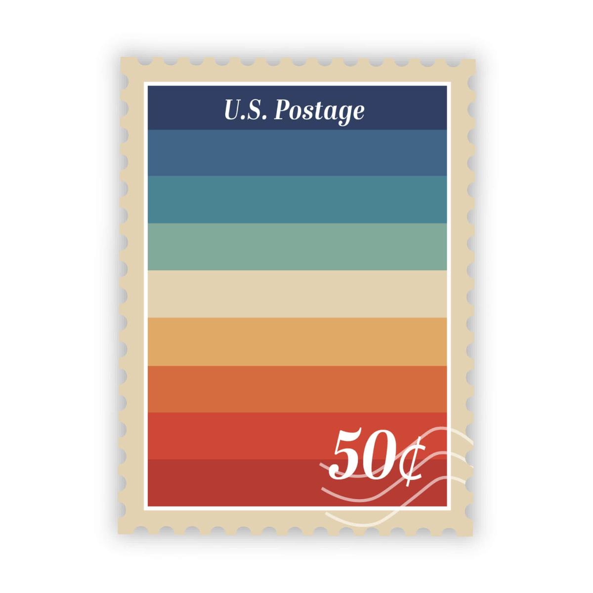 Raindow Postage Stamp Sticker