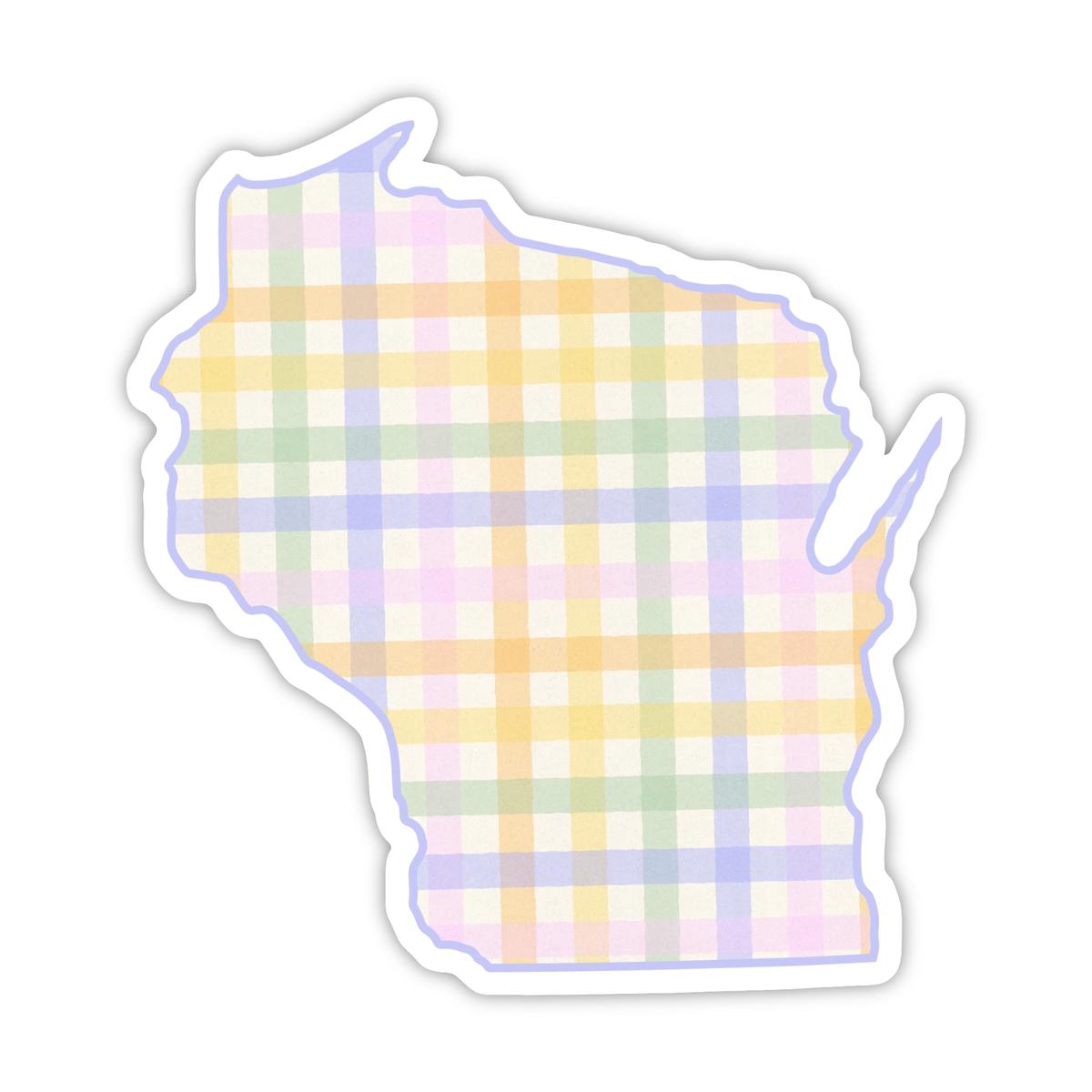 Wisconsin Pastel Gingham Pattern Sticker