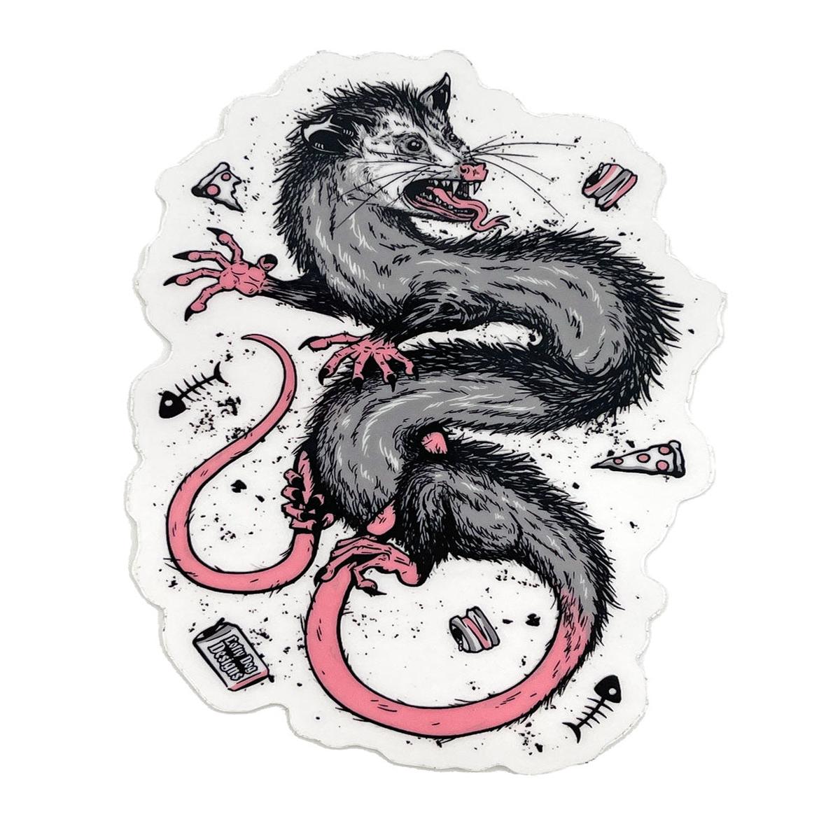 Squiggly Possum Large Clear Sticker