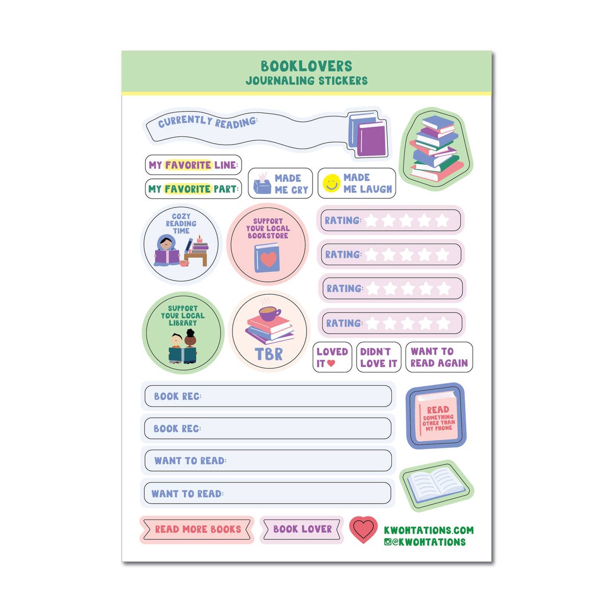 Booklovers Planner Sticker Sheet