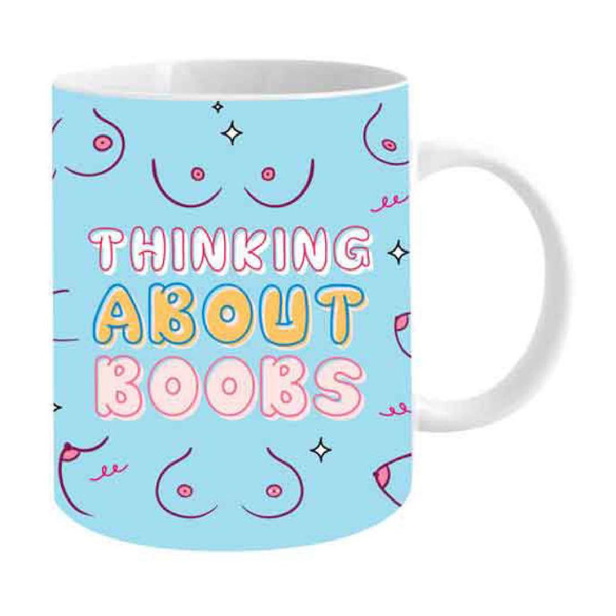 Novelty Mug Thingking About Boobs 355ml