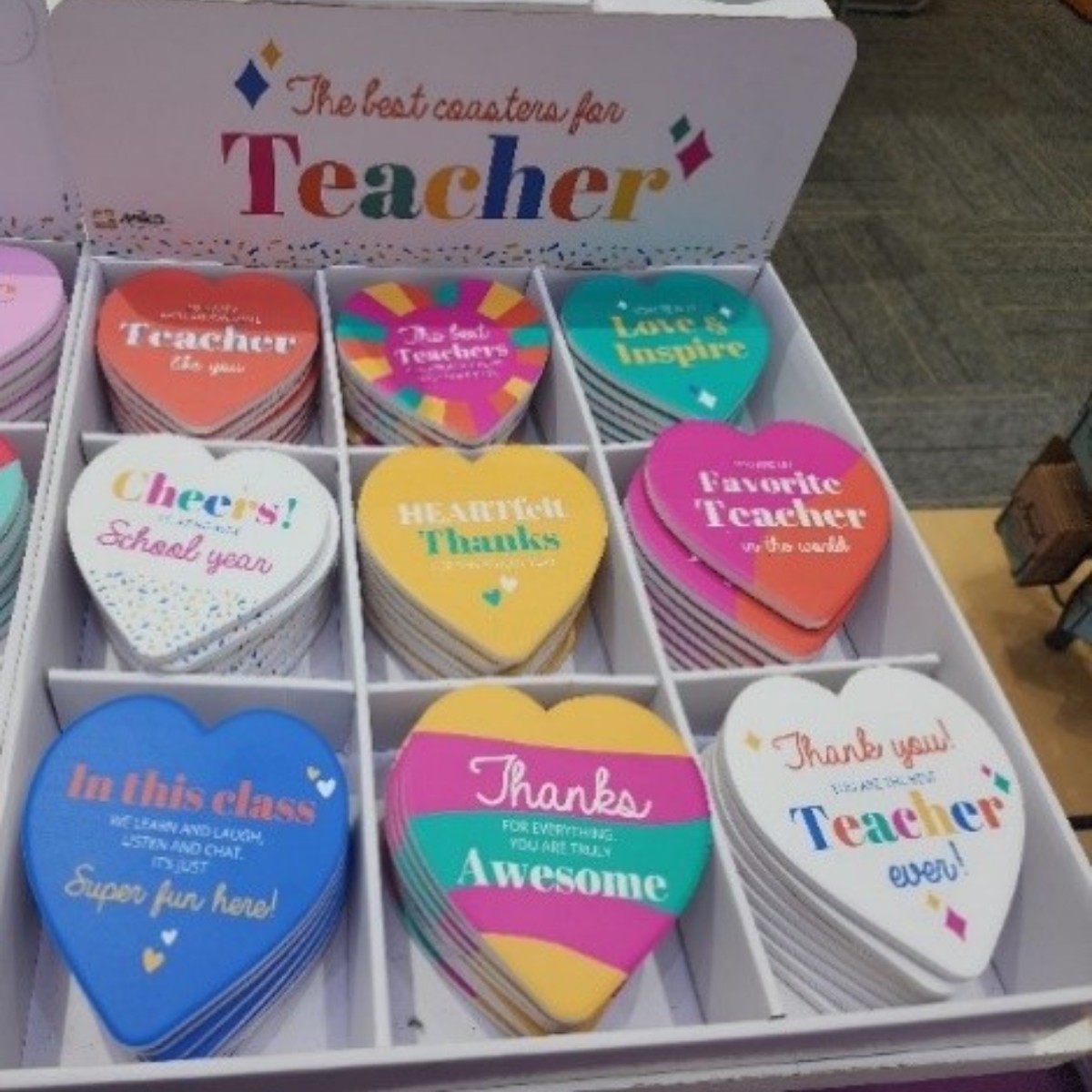 Ceramic Coasters Heart Shape Teachers Designs Assorted