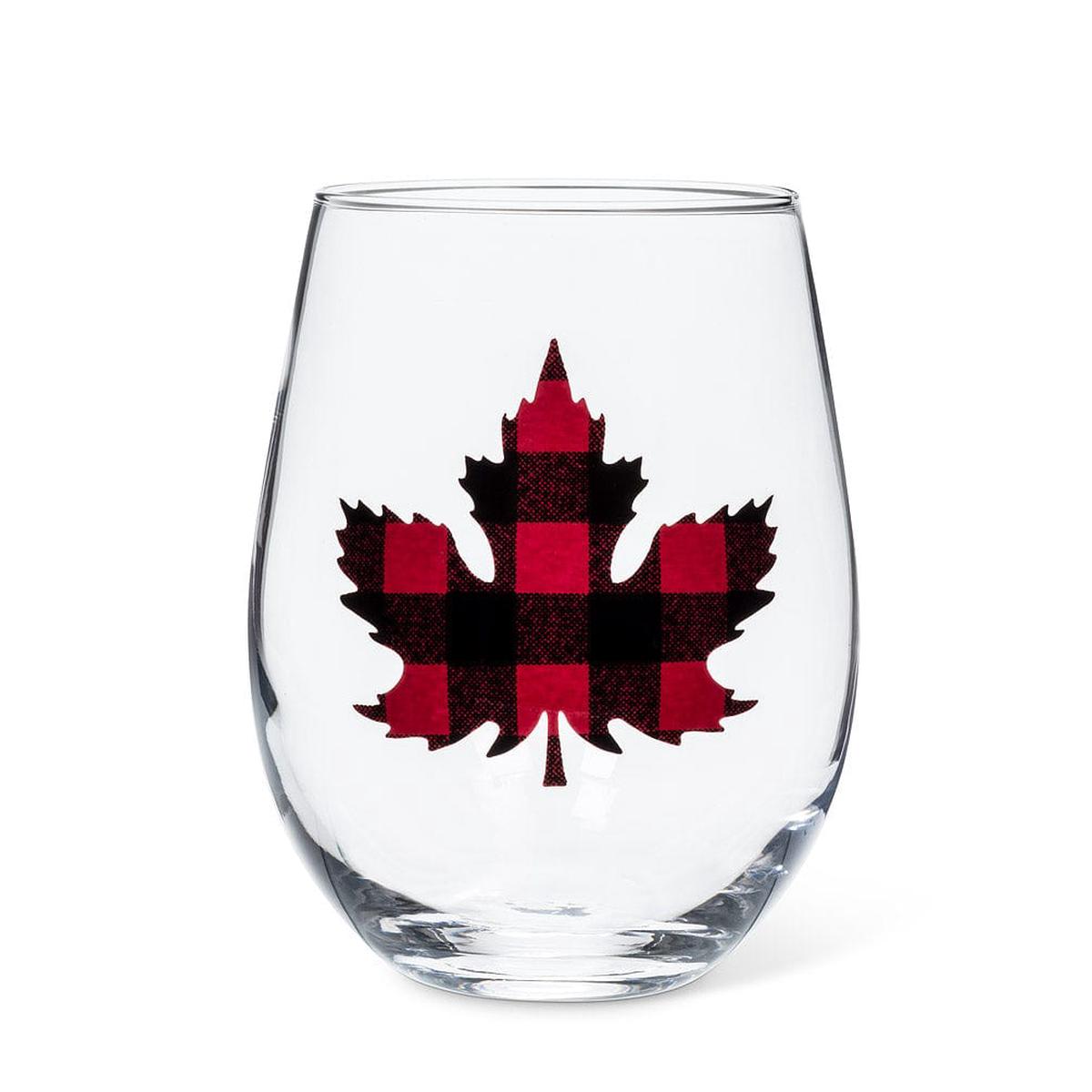 Abbott Check Maple Leaf Stemless Wine Glass