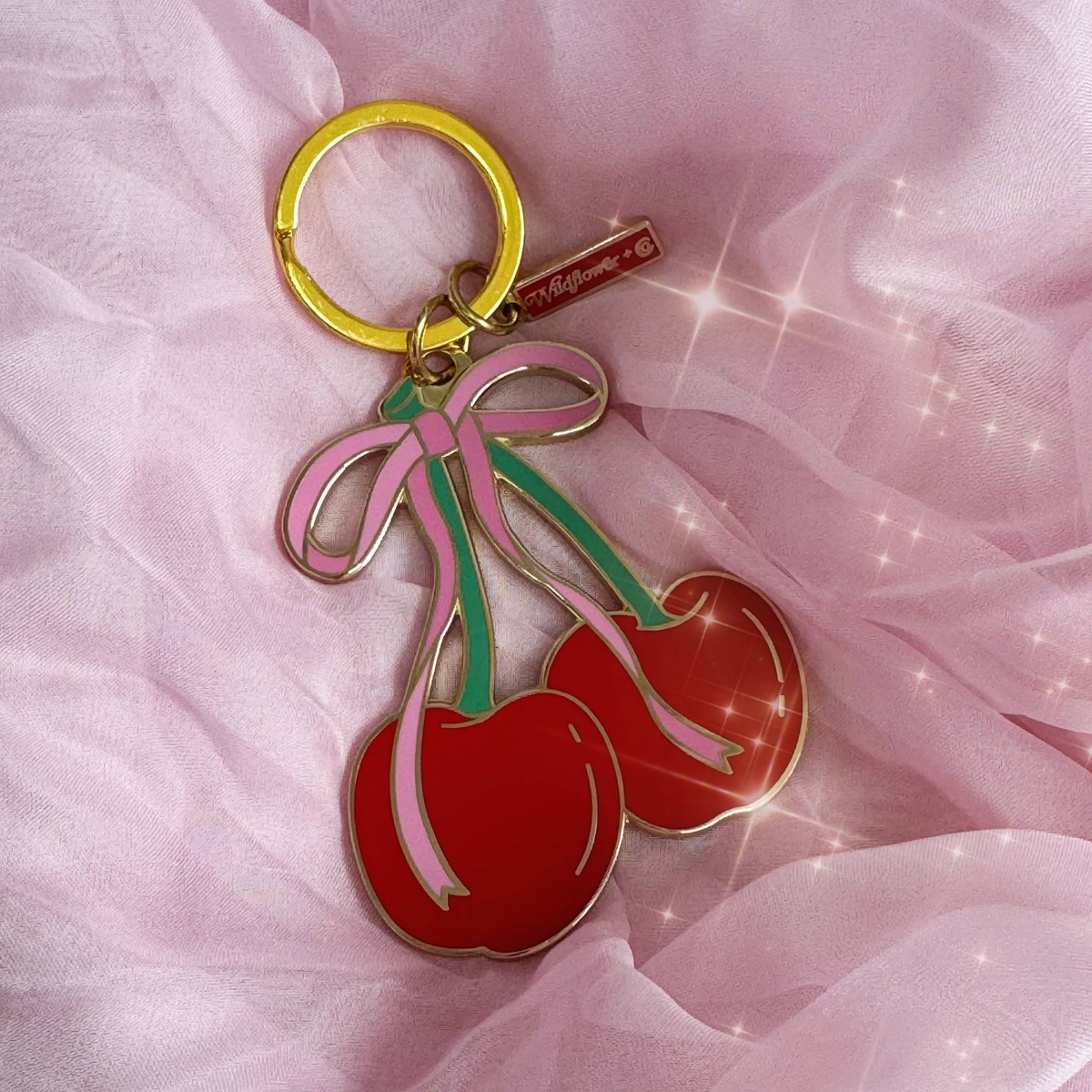 Cherry w. Bow Enamel Keychain
