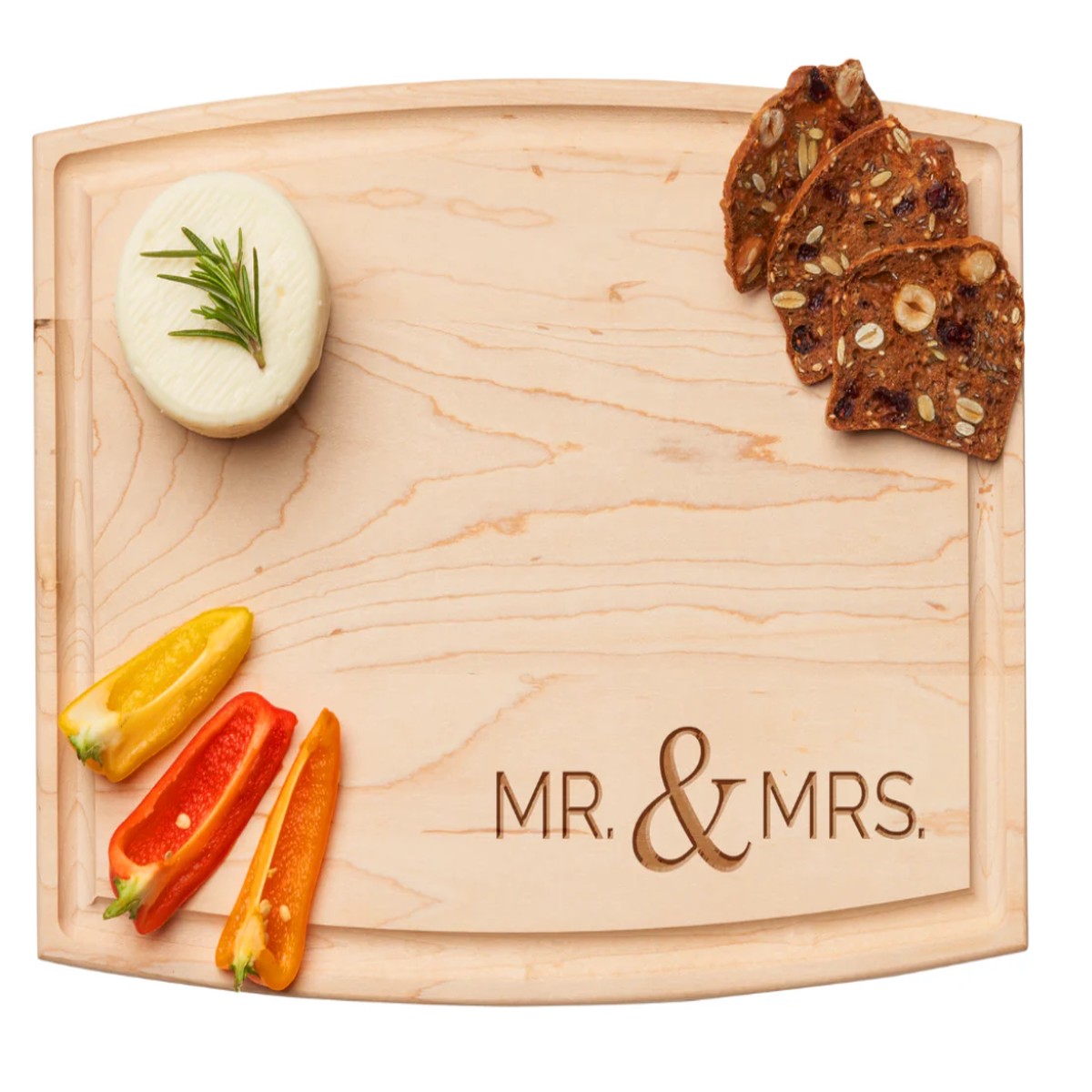 Maple Arched Rectangle Board - Mr. & Mrs.