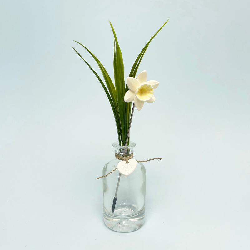Daffodill - ceramic flower in a bottle