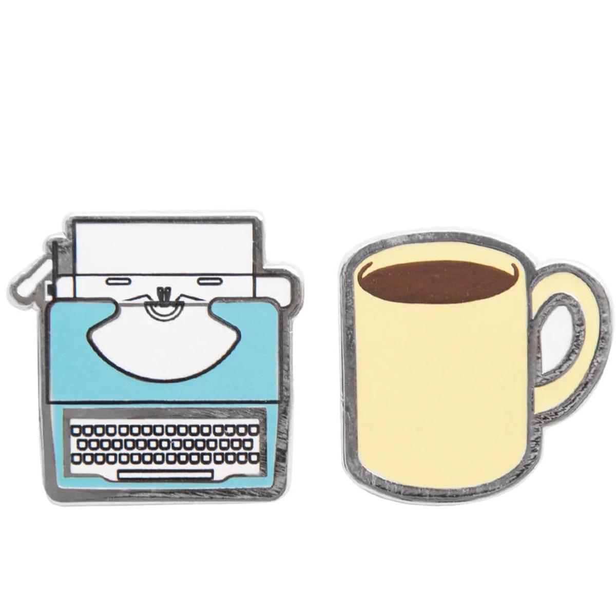 Enamel Pin Set - Typewriter & Coffee