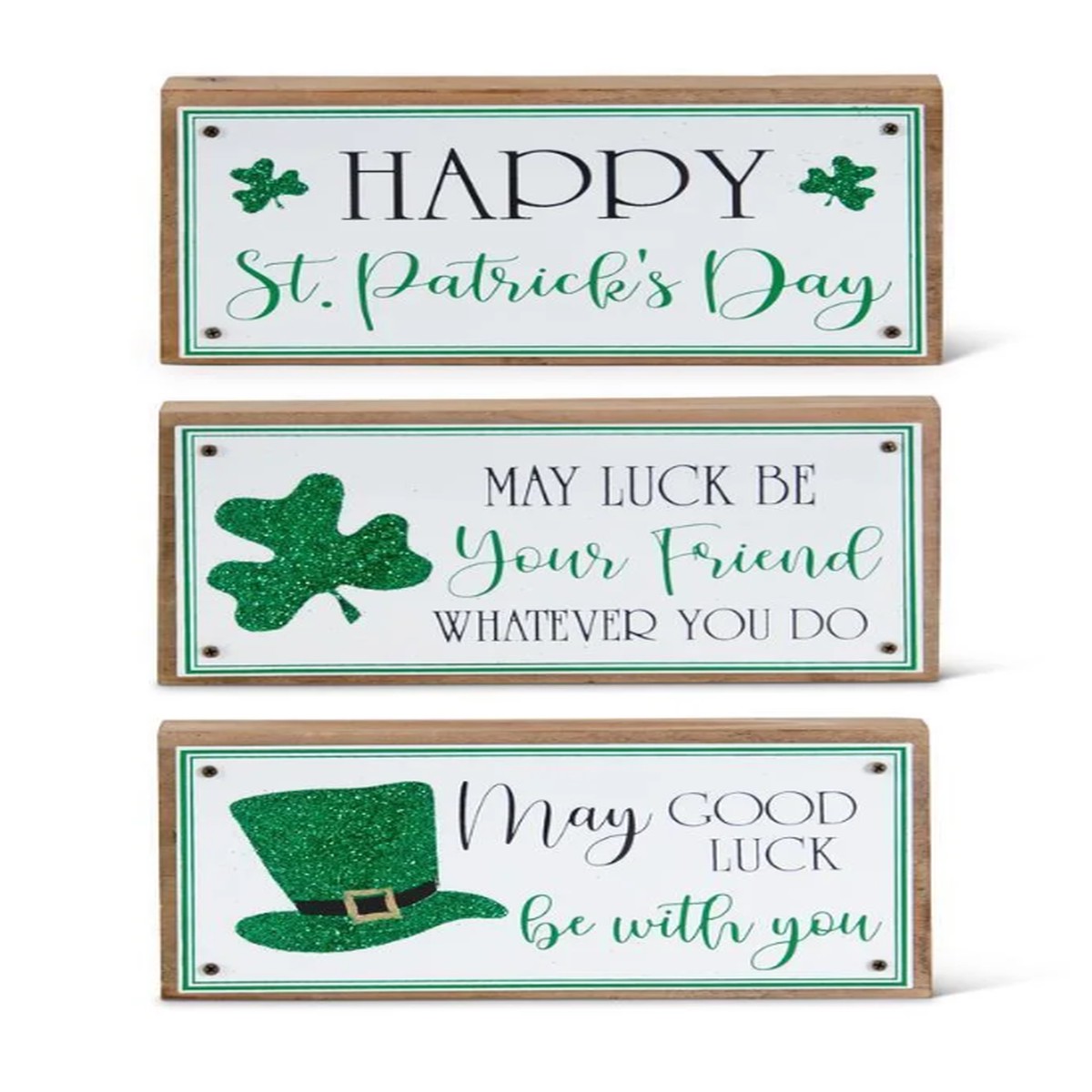 Glittered St Patrick Enamel Wood Bricks