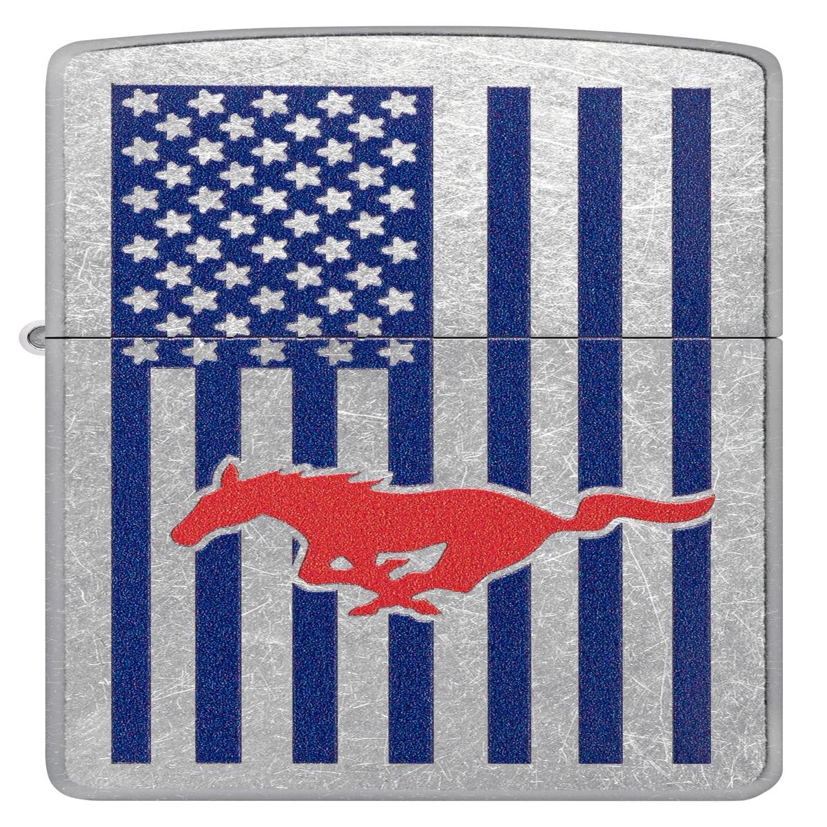 ZIPPO FORD MUSTANG FLAG STREET CHROME