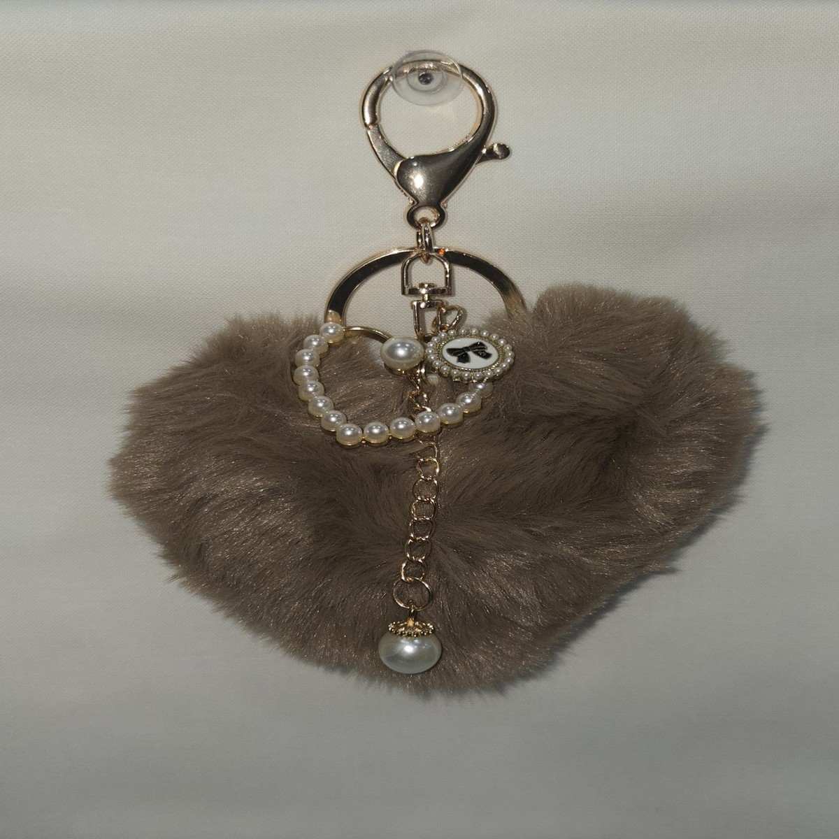 Plush Heart Keychain - Brown