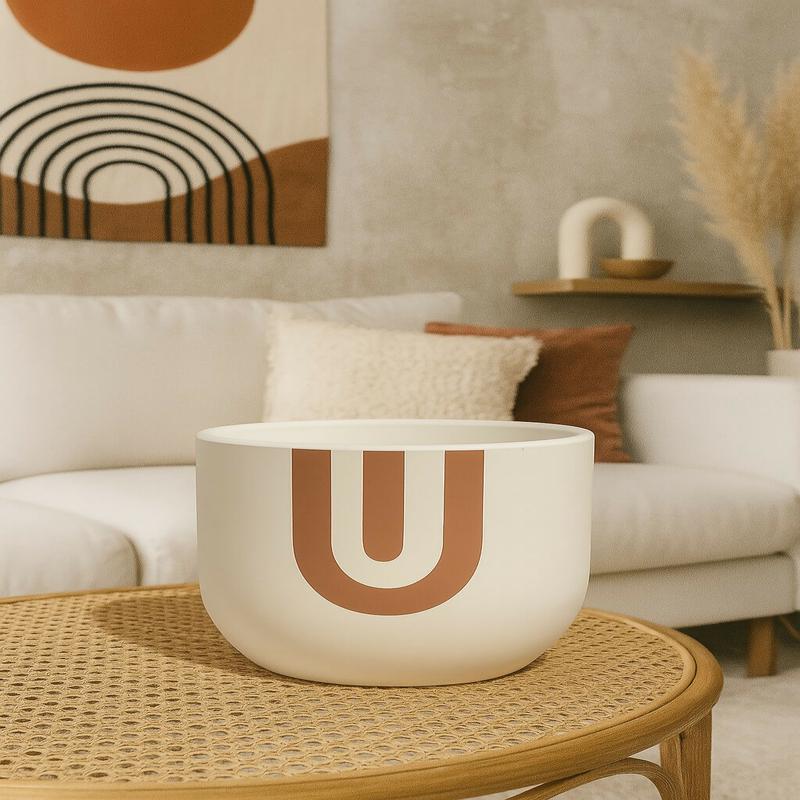Boho Ceramic Planter Pot with U-Shape Pattern for Home & Office
