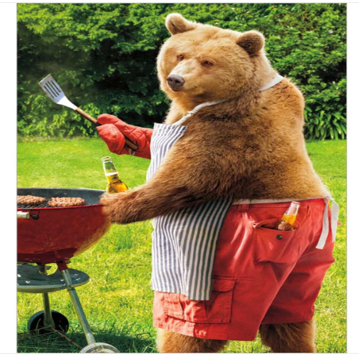 BEAR FLIPPING BURGER