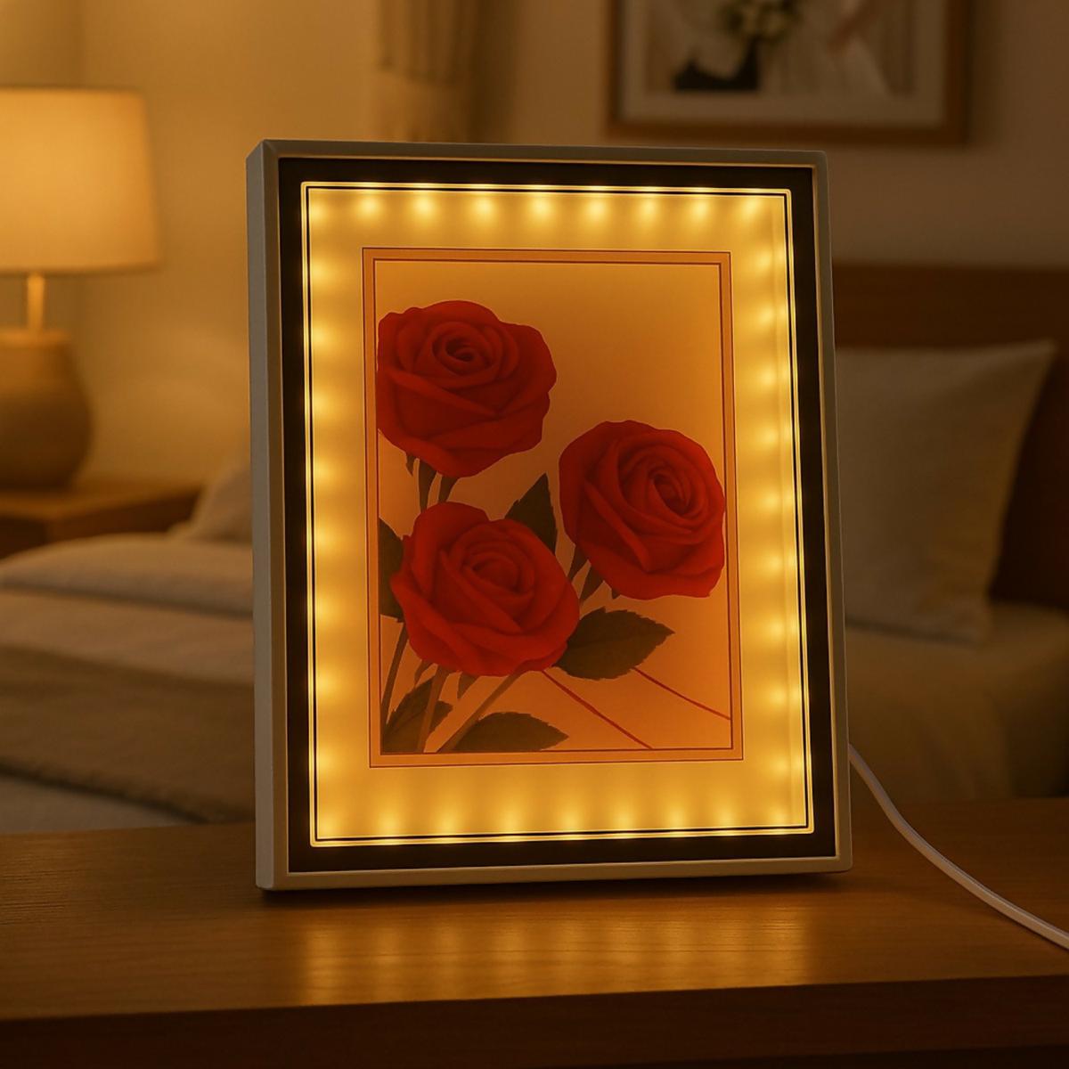 LED Square Photo Frame with Glowing Border