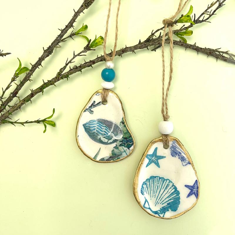 Oyster shell wall hanging - set of 2 - shells