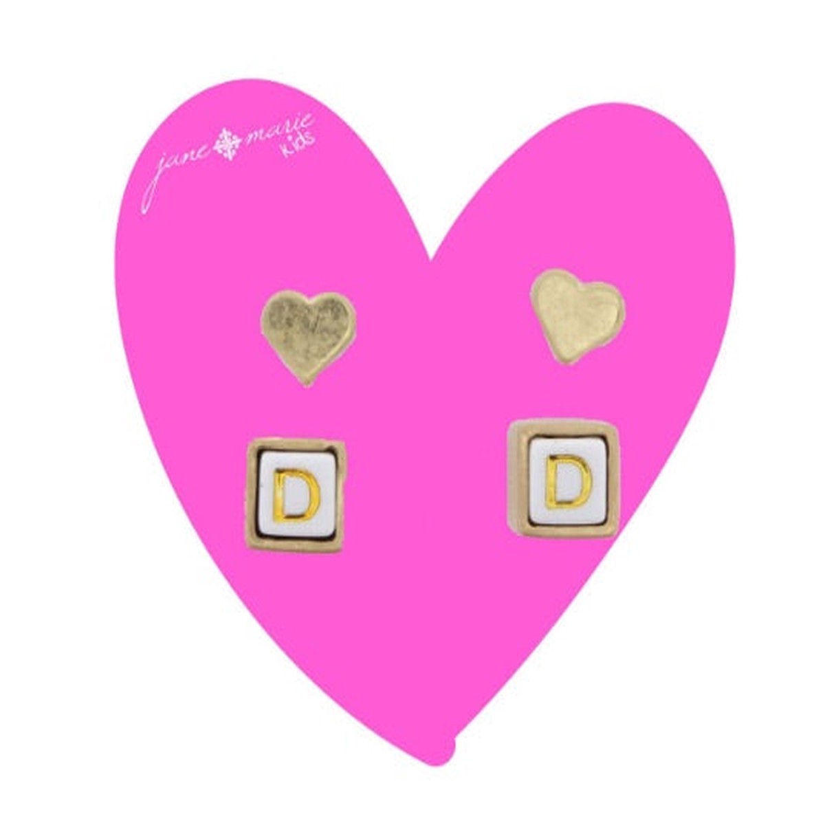 Pink Card Kids Initial Stud D