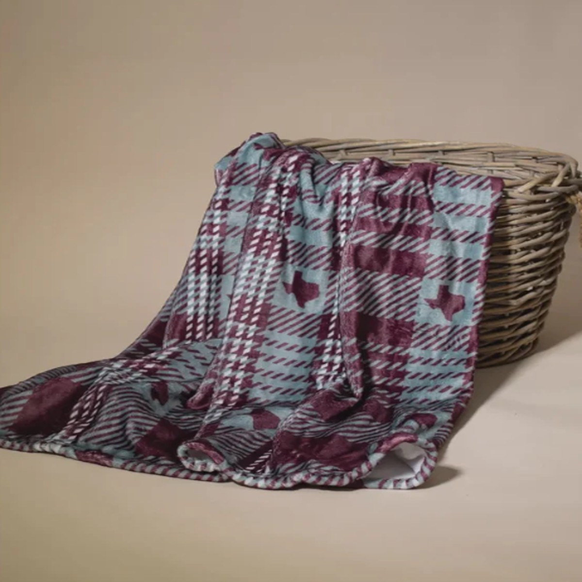 Howdy Plaid Throw Maroon/Grey