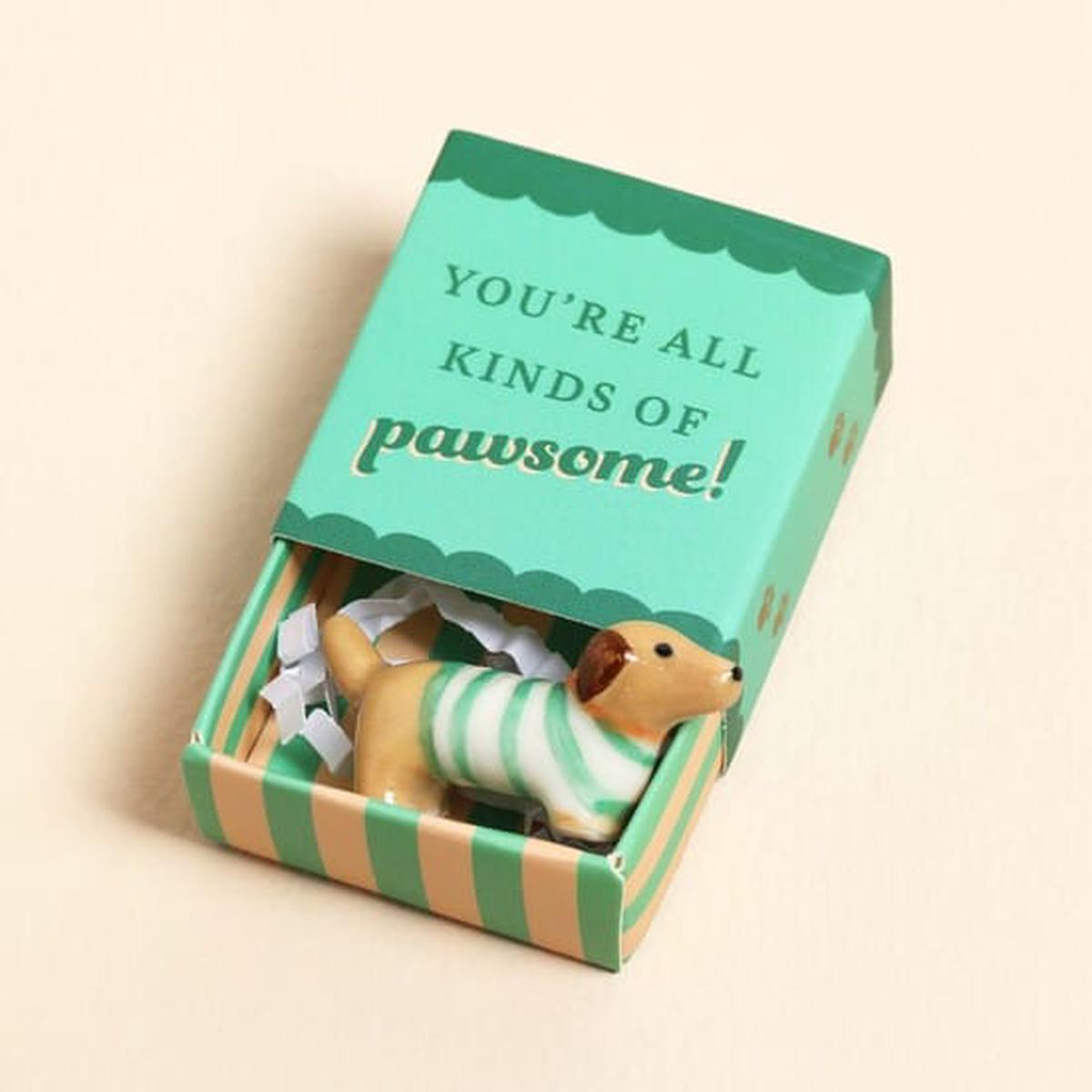 Tiny Matchbox Sausage Dog Ceramic Token